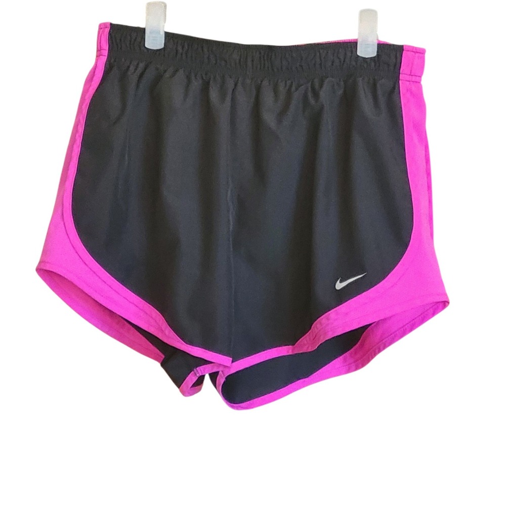 Nike Dri-FIT Womens Tempo Running Shorts Black Pink Mesh Trim Size Large